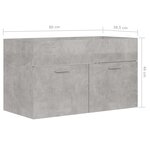 Vidaxl armoire d'évier gris béton 80x38 5x46 cm aggloméré