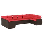 vidaXL Salon de jardin 10 Pièces avec coussins marron résine tressée