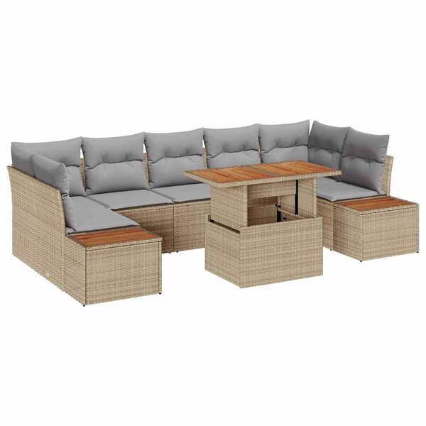 vidaXL Ensemble de salle à manger pour jardin 8 Pièces Beige et gris