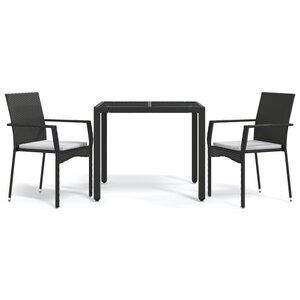 vidaXL Ensemble à manger de jardin avec coussins 3 Pièces Noir