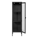 Vitrine 1 porte vitrée acier noir 40 x 35 x 140 cm