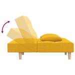 vidaXL Canapé-lit à 2 places avec deux oreillers jaune tissu