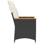 vidaXL Chaises inclinables de jardin lot de 2 et coussins noir rotin