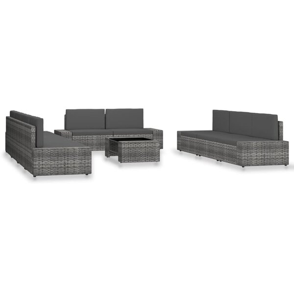 vidaXL Salon de jardin 10 Pièces Résine tressée Gris