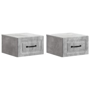vidaXL Cabinet de chevet mural 2 Pièces Gris béton 34 5 x 33 x 20 cm
