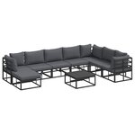 Ensemble de canapé de jardin avec coussin 9 Pièces Noir Aluminium