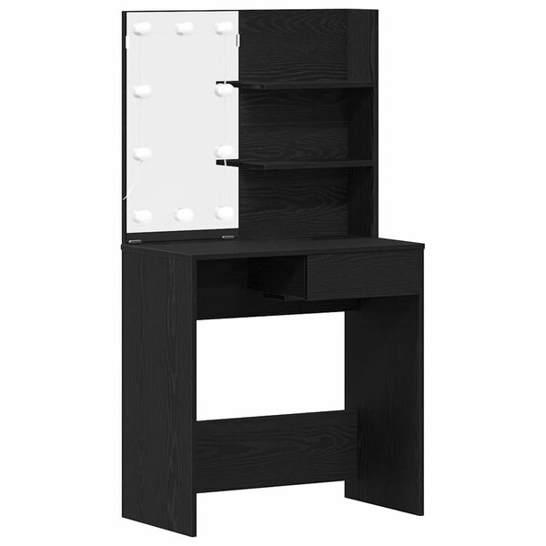 vidaXL Table de Toilette avec tiroir Chêne noir 74 5 x 40 x 141 cm