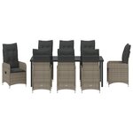 vidaXL Set de jardin 9 pièces avec coussins gris en rotin poly