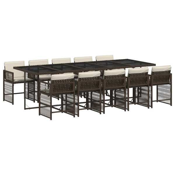 vidaXL Ensemble à manger de jardin et coussins 11 Pièces marron rotin