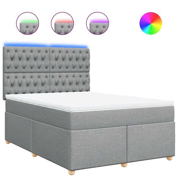 vidaXL Sommier à lattes de lit avec matelas Gris clair 140x190cm Tissu