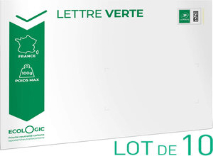 Prêt-à-Poster - Lettre Verte - 100g - Format C5 - Enveloppe en lot de 10