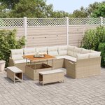 vidaXL Ensemble de canapé de jardin avec coussin 12 Pièces Beige et crème