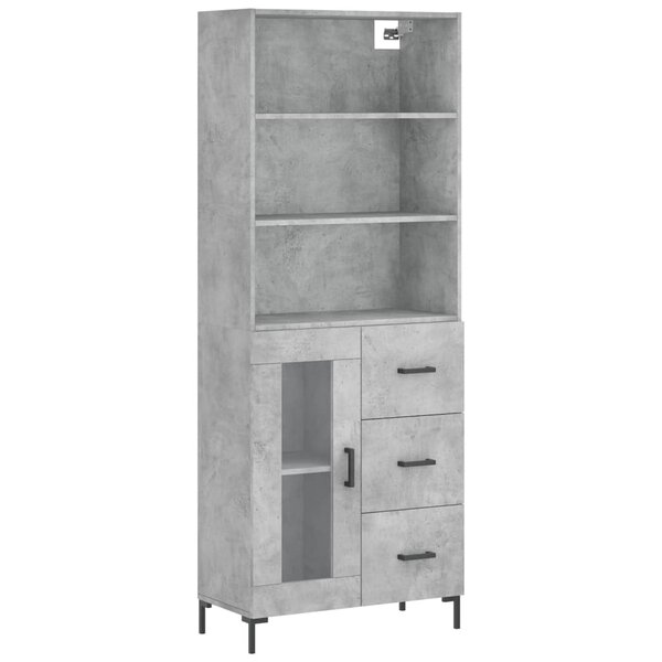 vidaXL Buffet haut Gris béton 69 5x34x180 cm Bois d'ingénierie