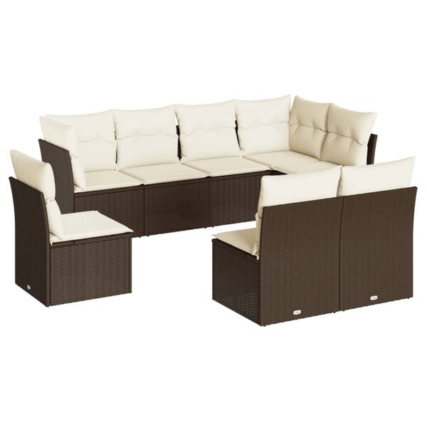 vidaXL Salon de jardin 8 Pièces avec coussins marron résine tressée