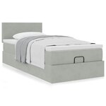 vidaXL Cadre de lit ottoman et matelas gris clair 100x200 cm velours