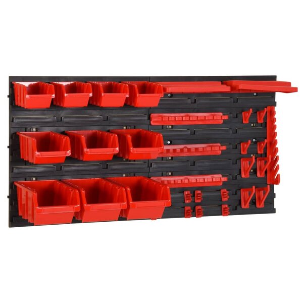 vidaXL Ensemble d'étagères d'atelier 35 Pièces Rouge et noir 77x39 cm PP