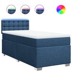 vidaXL Sommier à lattes de lit avec matelas Bleu 90x200 cm Tissu