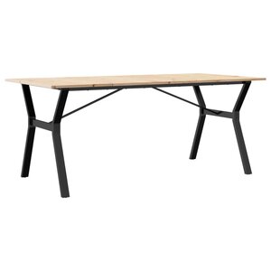 vidaXL Table à manger cadre en Y 180x90x75 cm bois de pin massif acier