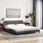vidaXL Lit avec matelas Dover gris foncé 180x200 cm tissu