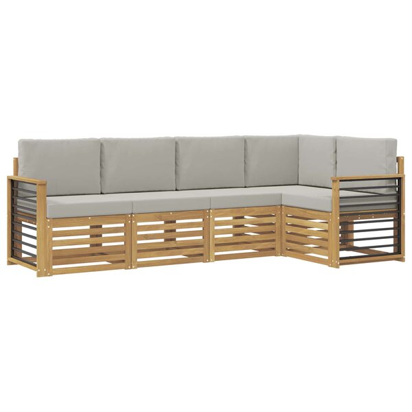 vidaXL Ensemble de canapés d'extérieur 5 Pièces Blanc et gris clair