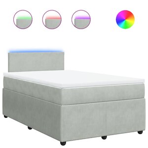 vidaXL Sommier à lattes de lit et matelas Gris clair 120x200cm Velours
