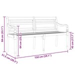 vidaXL Banc Batavia 150 cm Bois massif de teck