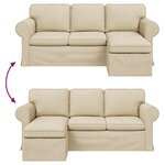 vidaXL Canapé Crème 215 x 138 x 80 cm tissu