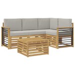 vidaXL Ensemble de canapés d'extérieur 5 Pièces Blanc et gris clair