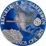 GOLD BASIN Meteorite Geography 50g Argent Monnaie 2000 Francs Cameroon 2023