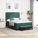 vidaXL Lit à Ressort avec Matelas & Banc Vert Foncé 160x200 cm Velours