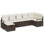 vidaXL Ensemble de canapé de jardin avec coussin 7 Pièces Marron et crème