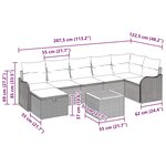 Ensemble de Canapés de Jardin vidaXL 8 Pièces avec Coussins Rotin Poly Noir