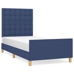 vidaXL Cadre de lit sans matelas avec tête de lit bleu 90x190cm tissu