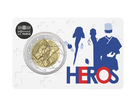 Monnaie 2€ commémorative recherche médicale - héros - qualité bu millésime 2020