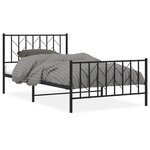 vidaXL Cadre de lit métal sans matelas avec pied de lit noir 107x203cm