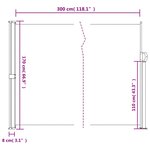 vidaXL Auvent latéral rétractable taupe 170x300 cm