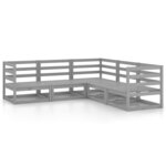 vidaXL Salon de jardin 5 Pièces gris bois de pin massif