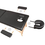 Tectake Table de massage pliante 2 Zones Bois, cosmétique, portable - noir