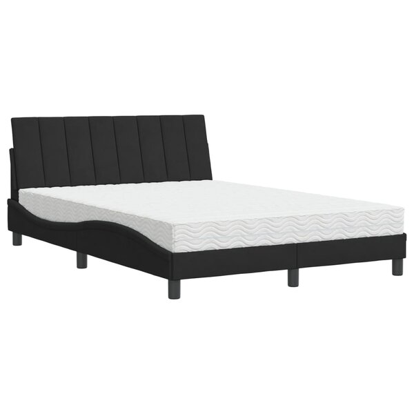 vidaXL Lit avec matelas Hanko noir 140x200 cm velours
