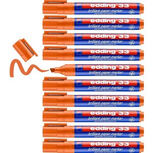 Marqueur Papier Encre Brillante 33 Orange Pointe Biseau 1-5 mm x 10 EDDING