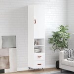 vidaXL Buffet haut Blanc brillant 34 5x34x180 cm Bois d'ingénierie