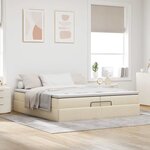 VidaXL Cadre de lit ottoman avec matelas crème 200x200cm tissu