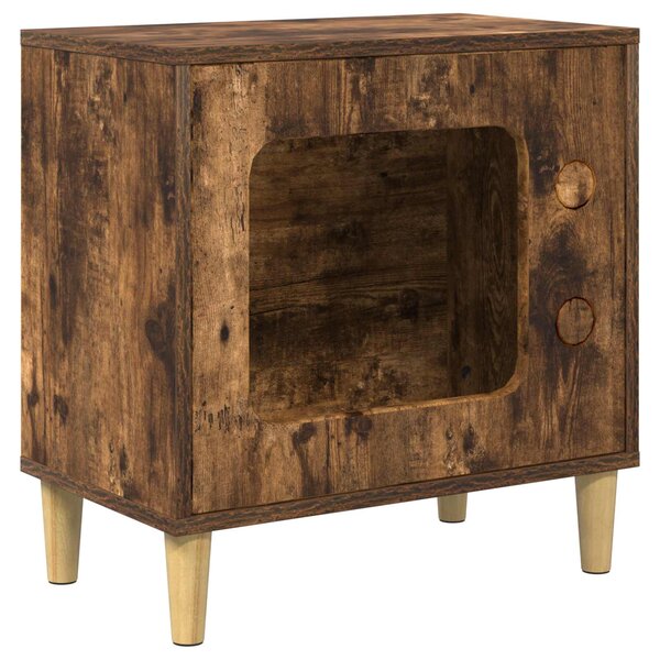 vidaXL Maison pour chat Chêne fumé 51 x 30 x 52 cm Bois d'ingénierie