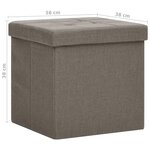 Vidaxl tabourets de rangement pliables lot de 2 taupe faux lin