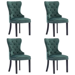 vidaXL Chaises à manger lot de 4 vert foncé velours