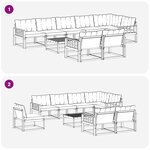 vidaXL Ensemble de canapés d'extérieur 9 Pièces Blanc et noir