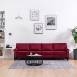 vidaXL Canapé à 4 places Rouge bordeaux Tissu