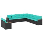 vidaXL Salon de jardin 11 Pièces avec coussins noir résine tressée