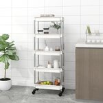 vidaXL Chariot de cuisine 5 niveaux Blanc 42x29x128 cm Fer et ABS