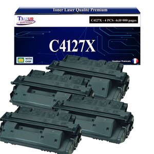T3AZUR -4x Toners compatibles avec HP C4127X / C8061X (27X/61X) pour HP Laserjet 4050T  4050TN  4100  4100DTN  4100MFP  4100N  4100TN  4101MFP